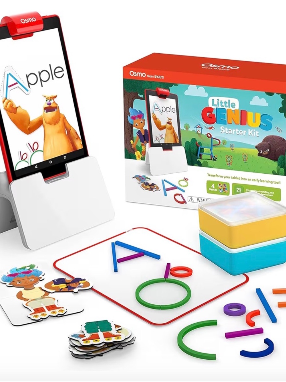 Osmo Little Genius Starter Kit – Red & White Tablet Stand with Learning Games